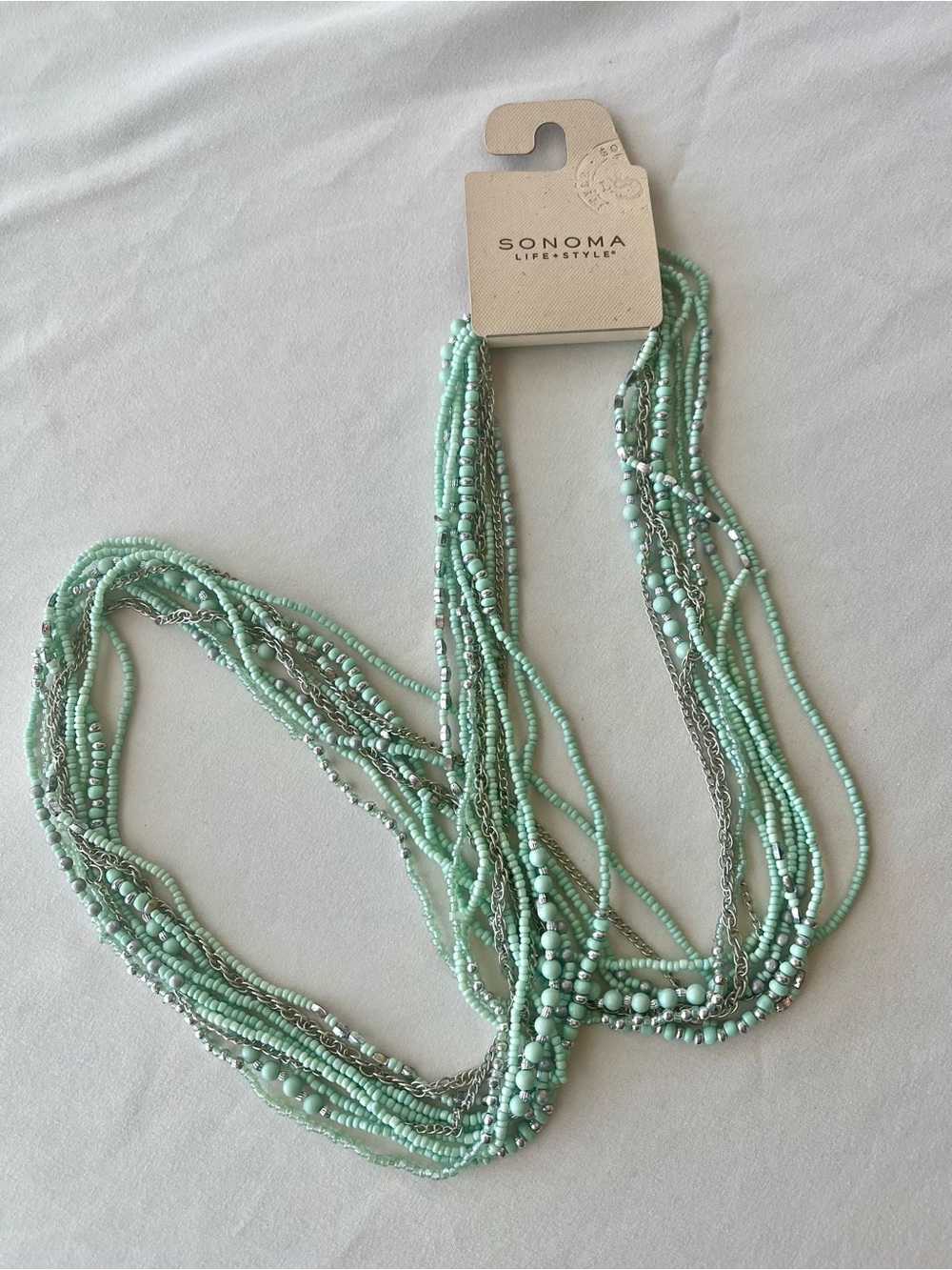 Sonoma Lifestyle Seafoam Green Long Multi-Strand Beaded Necklace NWT